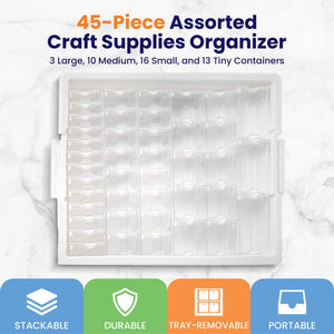 Elizabeth Ward Bead Storage Solutions 45 Piece Assorted Craft Supplies Organizer