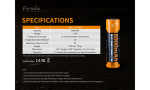Fenix ARB-L21-5000U Rechargeable 21700 Battery - TRAPSKI