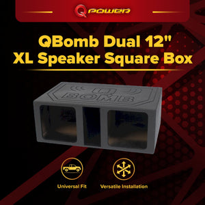 QPower QBOMB12VLSQ Dual 12 Inch XL Vented Side Ported Speaker Square Box