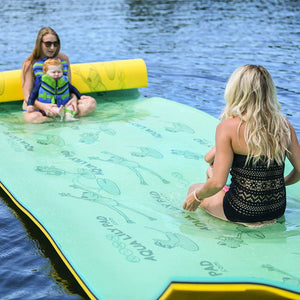 Aqua Lily Pad 15 Ft Bullfrog Water Playground Floating Foam Island, Green/Yellow - TRAPSKI