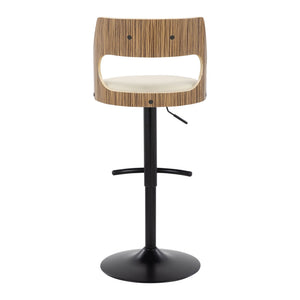 Cecina - Contemporary Adjustable Barstool With Swivel With Rounded T Footrest (Set of 2) - Black / Zebra / Cream