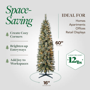 Home Heritage Stanley 5' Pine Artificial Christmas Tree, PreLit 150 White Lights