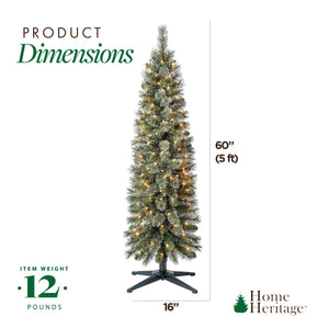 Home Heritage Stanley 5' Pine Artificial Christmas Tree, PreLit 150 White Lights