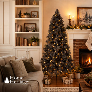 Home Heritage Snowdrift 6.5 Ft Pre-Lit Artificial Christmas Holiday Tree, Black