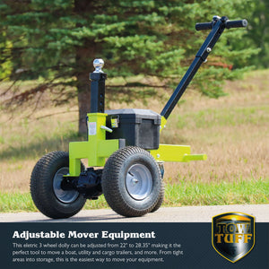 Tow Tuff TMD-35ETD8 Adjustable 3500 Lbs Capacity Electric Trailer Dolly, Green