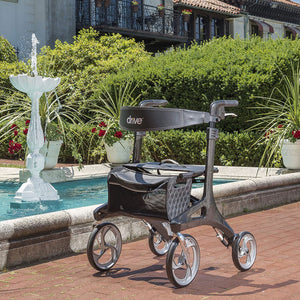 Drive Medical Nitro Elite CF Carbon Fiber Rollator Walker Chair w/ Brake, Black