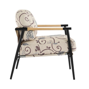 27.56" Modern Accent Chair with Plush Cushions and Wooden Armrests