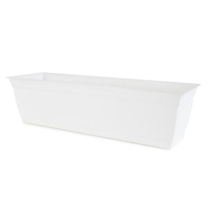 The HC Companies 24 Inch Eclipse Window Flower Box with Removable Saucer, White