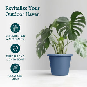 The HC Companies 24 Inch Indoor/Outdoor Classic Flower Pot Planter, Slate Blue
