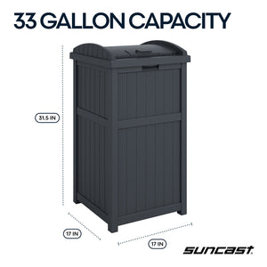 Suncast Trashcan Hideaway Outdoor 33 Gallon Garbage Trash Waste Bin, Cyberspace - TRAPSKI