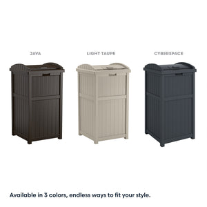 Suncast Trashcan Hideaway Outdoor 33 Gallon Garbage Trash Waste Bin, Cyberspace - TRAPSKI