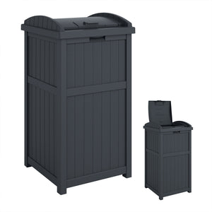 Suncast Trashcan Hideaway Outdoor 33 Gallon Garbage Trash Waste Bin, Cyberspace - TRAPSKI