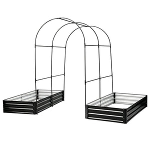 Raised Garden Bed with Arch Trellis, 2 Pack Metal Planter Boxes
