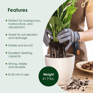 Geolite GMGC45L Gardening PH Neutral Draining Clay Pebbles, 45 Pound Bag, Gray