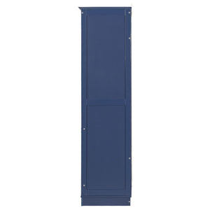 Kitchen Pantry, Freestanding Kitchen Storage Cabinet Display Cabinet With Glass Doors And 4 Built In Drawers For Living Room, Home Office - Blue