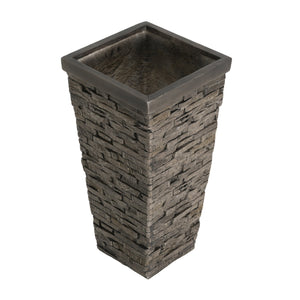 Tall Stone-Effect Square Planter