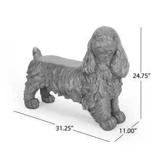 Charming Cocker Spaniel Dog Statue Bench Gray Magnesium Oxide