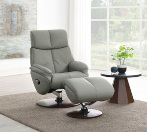 Kandoro Top Grain Leather Accent Chair With Swivel & Ottoman - Gray
