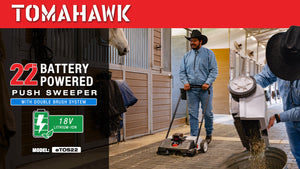 22" Battery Powered Push Sweeper With Double Brush System 18V Lithium-Ion - TRAPSKI