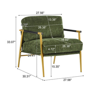 Modern Accent Chair With Plush Cushions and Wooden Armrests