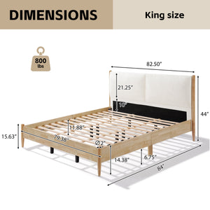 King Natural Wood Bed Frame