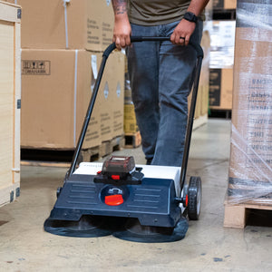 22" Battery Powered Push Sweeper With Double Brush System 18V Lithium-Ion - TRAPSKI