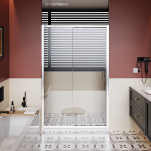 Single Sliding Shower Door With Handle - Chrome