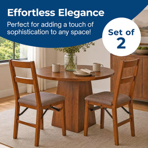 MECO Stakmore Classic Upholstered Seat Folding Chair Set, Fruitwood (2 Pack)