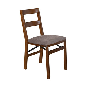 MECO Stakmore Classic Upholstered Seat Folding Chair Set, Fruitwood (2 Pack)