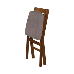 MECO Stakmore Classic Upholstered Seat Folding Chair Set, Fruitwood (2 Pack)