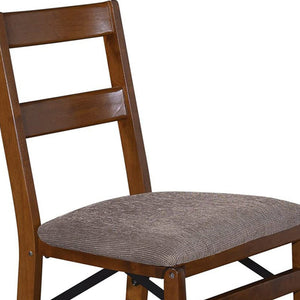 MECO Stakmore Classic Upholstered Seat Folding Chair Set, Fruitwood (2 Pack)