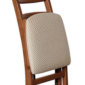 MECO Stakmore Shaker Ladderback Upholstered Seat Folding Chairs, Cherry (2 Pack)