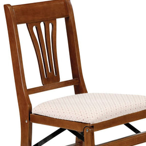MECO Stakmore Urn Wood Upholstered Seat Folding Chair Set, Fruitwood (2 Pack)