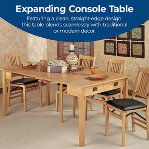 MECO Stakmore Solid Wood Traditional Expanding Dining Table Console, Oak Frame