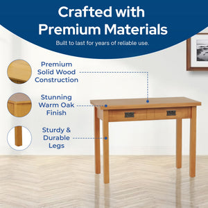 MECO Stakmore Solid Wood Traditional Expanding Dining Table Console, Oak Frame