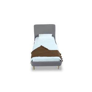 Mid-Century Modern Upholstered Bed With Curved Headboard