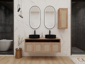 48" Bathroom Vanity with Ceramic Art Sink and Side Cabinet