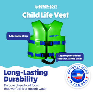 TRC Recreation Super Soft Child Life Jacket Swim Vest, X Small, Fierce Green