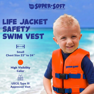 TRC Recreation Super Soft Child Life Jacket Swim Vest, Small, Sunset Orange