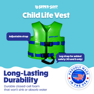 TRC Recreation Super Soft Small Child Life Jacket Swim Safety Vest, Fierce Green