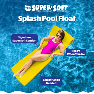 TRC Recreation Splash 1.25" Thick Foam Swimming Pool Float Lounger Mat, Yellow