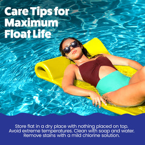 TRC Recreation Splash 1.25" Thick Foam Swimming Pool Float Lounger Mat, Yellow