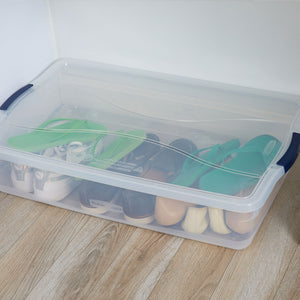 Rubbermaid Cleverstore 42 Quart Latching Stackable Storage Tote, Clear (4 Pack)