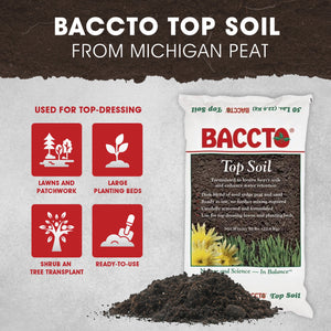 Michigan Peat Baccto Top Soil with Reed Sedge, Peat, and Sand, 50 Pounds, 1 Pack