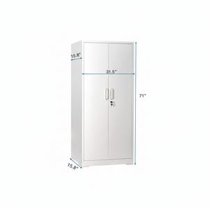 Container Furniture Direct Ironclad 71" Metal Storage Cabinet with Locking Doors and 4 Adjustable Shelves