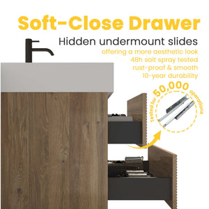 Grace 30 Rough Oak Wall-Mounted Bathroom Vanity