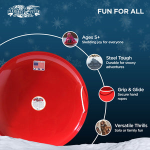 Flexible Flyer Steel Saucer 26" Metal Winter Snow Sled for Kids and Adults, Red - TRAPSKI