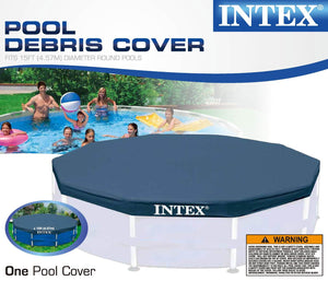 Intex Pool Ladder for 48 Inch Wall Pools & 15' Pool Debris Cover w/ Drain Holes