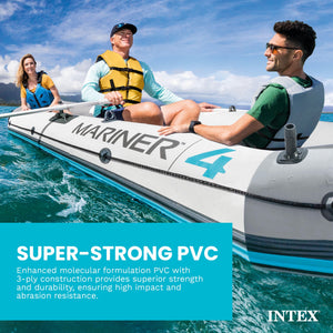 Intex Mariner 4-Person Inflatable River Lake Dinghy Boat with Pump and Oars Set