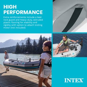 Intex Mariner 4-Person Inflatable River Lake Dinghy Boat with Pump and Oars Set